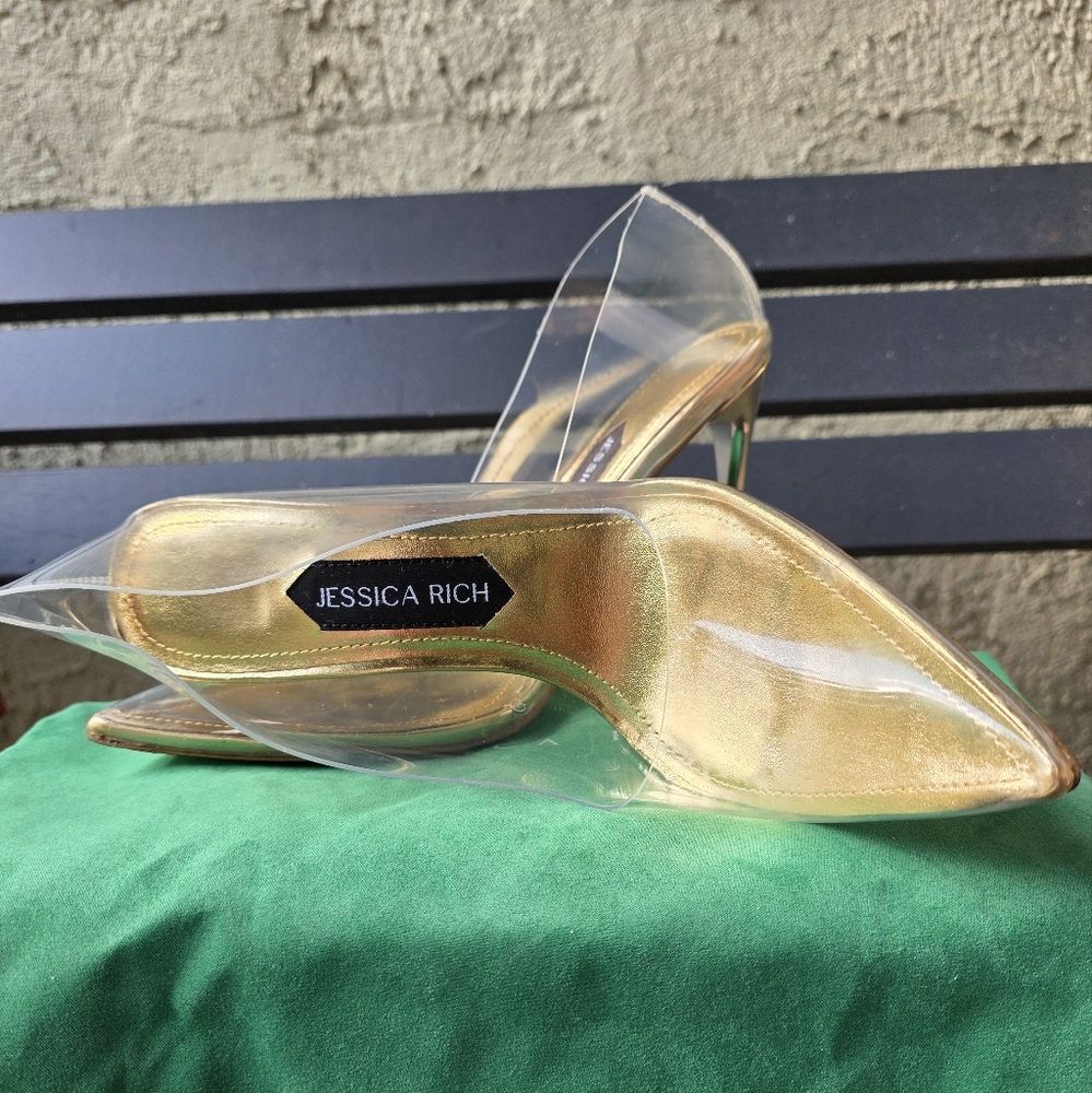 NIB Jessica Fancy Gold and Clear‎ Heels Sz. 37, 39 - Picture 8 of 8